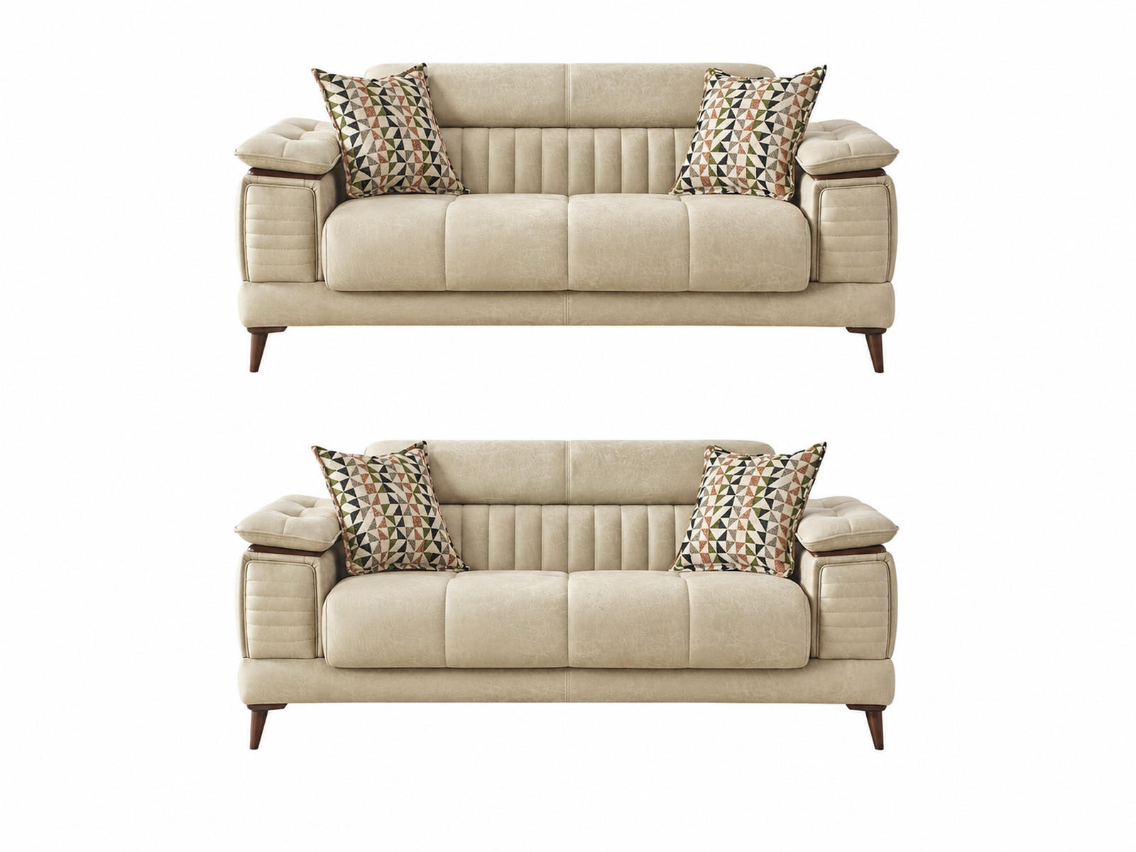 SITZGARNITUR Baoshi, Beige Stellvariante 2+2 - Beige, Holz/Holzwerkstoff (180/80/95cm)