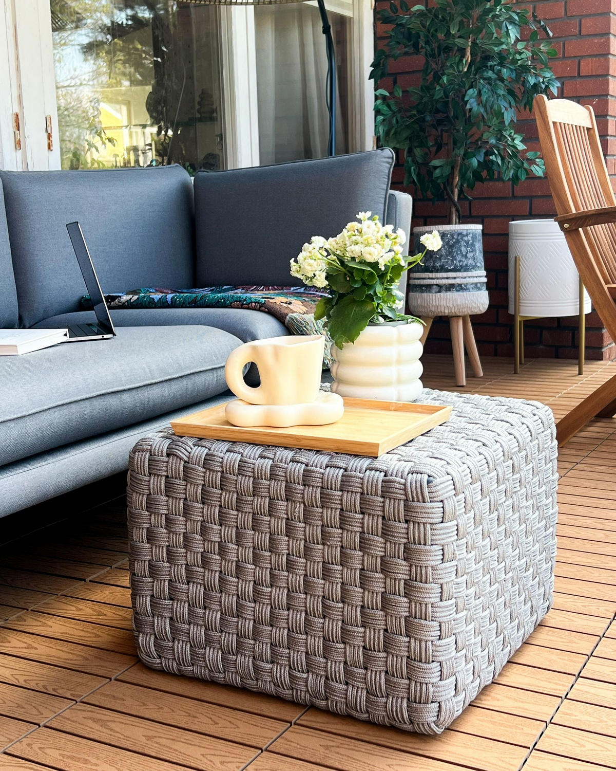 PUF Plast Šedý Nalli - šedá, textil (50/35/50cm) - Beliani