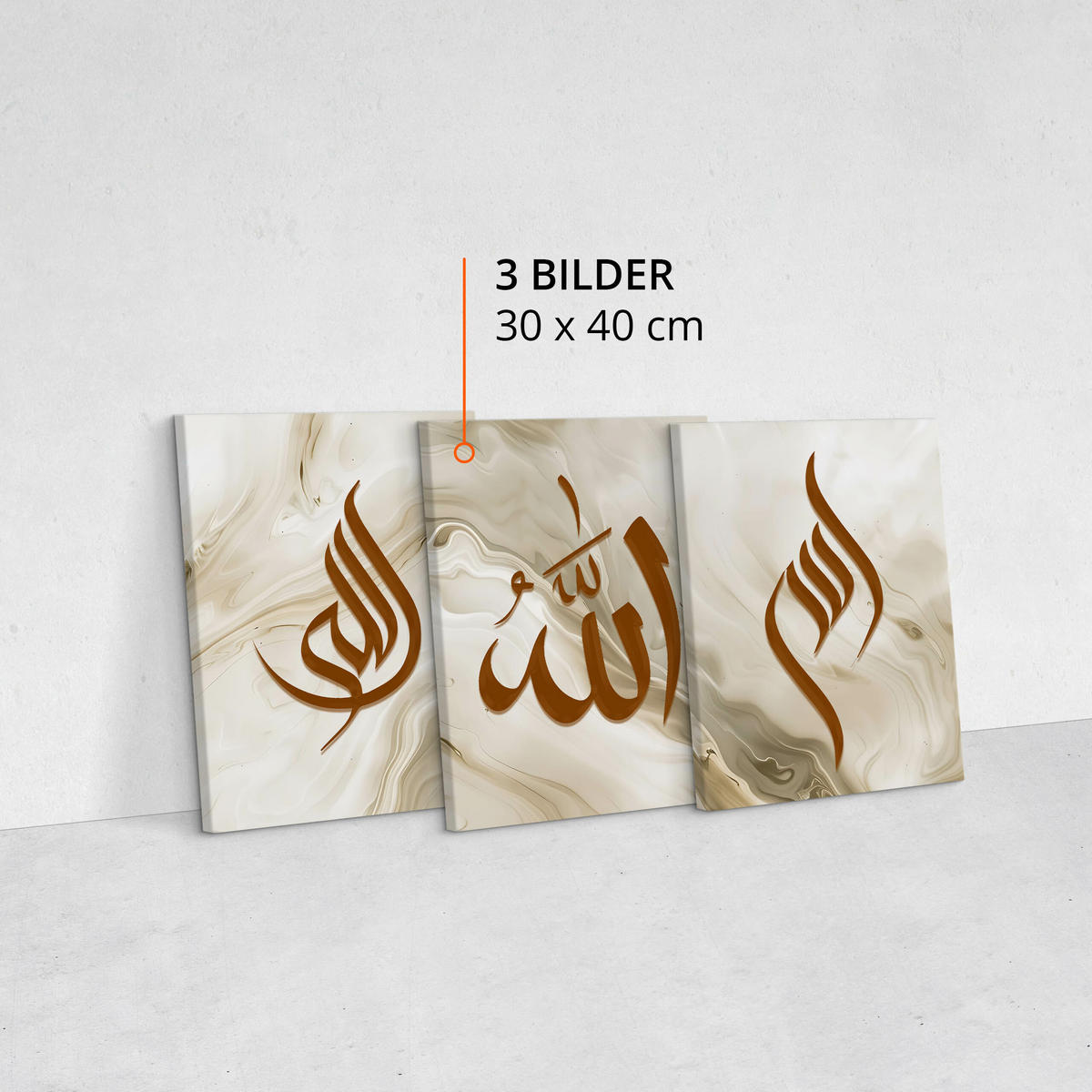 LEINWANDBILDER 3-es Set Marmor Symbole - Beige/Weiß, Textil (90/40cm) - Muralo