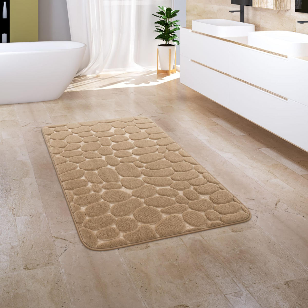 BADEMATTE 50/80 cm Corby 256 - Beige, Kunststoff (50/80cm) - Paco Home