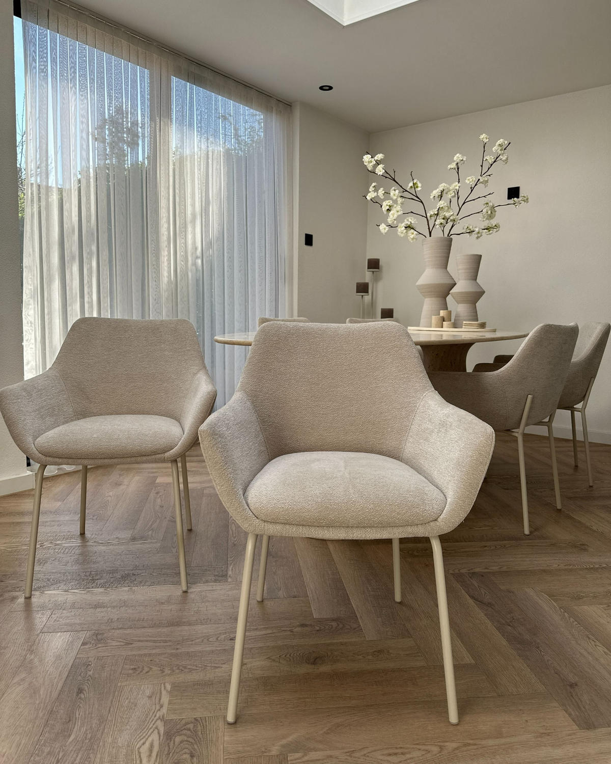 JÍDELNÍ ŽIDLE Béžová Bowdon - béžová, textil (59/81/51cm) - Beliani