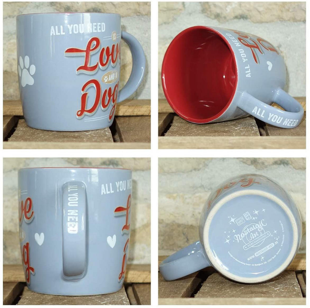 KAFFEETASSE 330 ml PfotenSchild Love Dog - Multicolor, Keramik (0.33L) - Nostalgic-Art