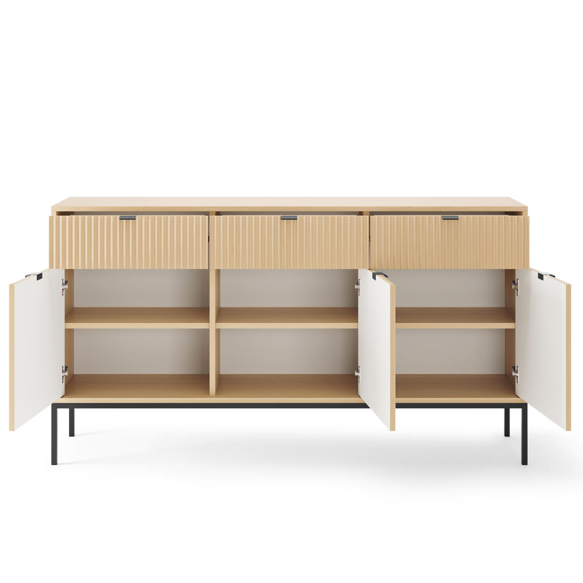 SIDEBOARD NANAIMO KOM3 Profilierte Fronten Eiche Vicenza Eiche Vicenza - Eiche Artisan, Holzwerkstoff (154/83/39cm) - Komodee