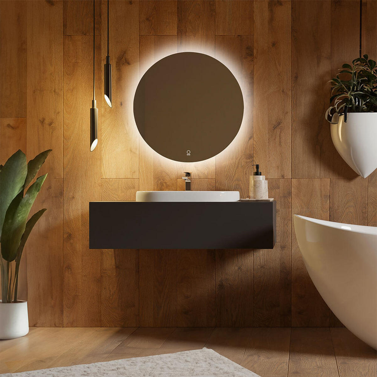 LED-SPIEGEL SILA - 60 cm - Weiß, Glas (60/60/3cm) - Home Deluxe