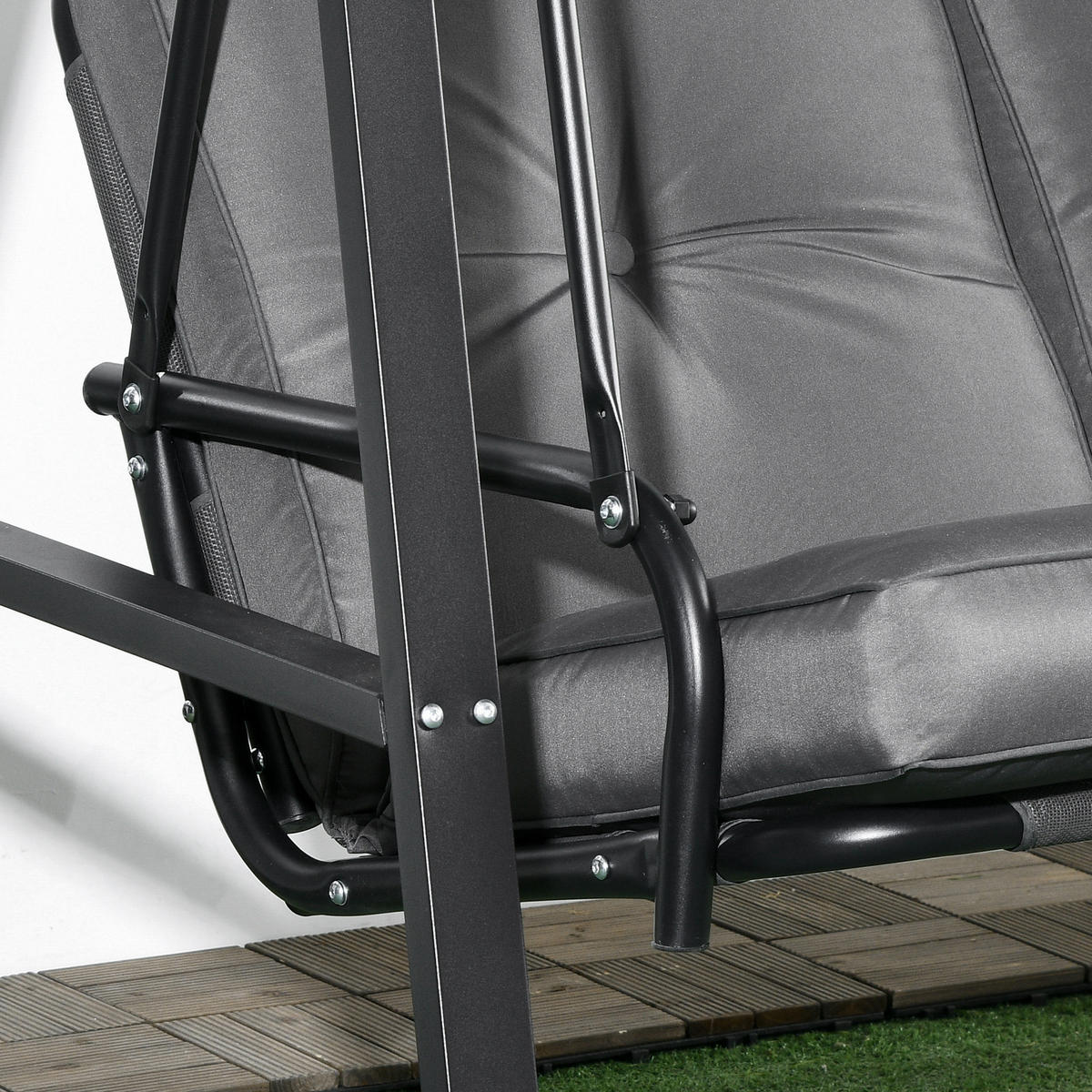 HOLLYWOODSCHAUKEL DE-07091 2-Sitzer, verstellbares Dach, bis 220 kg Dunkelgrau - Dunkelgrau, Metall (145/172/116cm) - ComfortXL