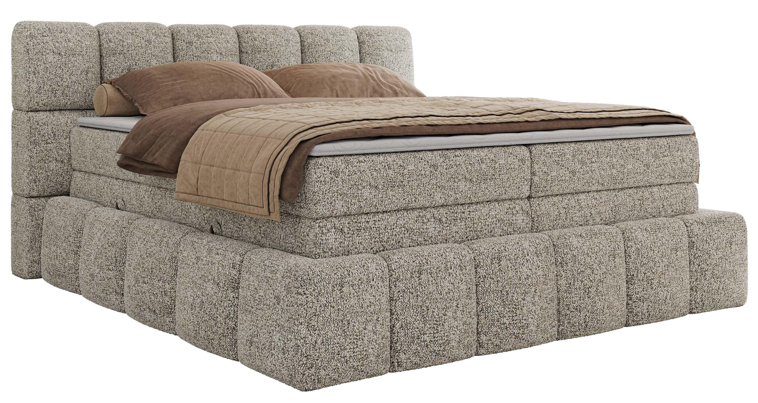 BOXSPRINGBETT NIRA KING 200/200 Beige Strukture - H4 - Beige, Holz/Textil (200/200cm) - MKS