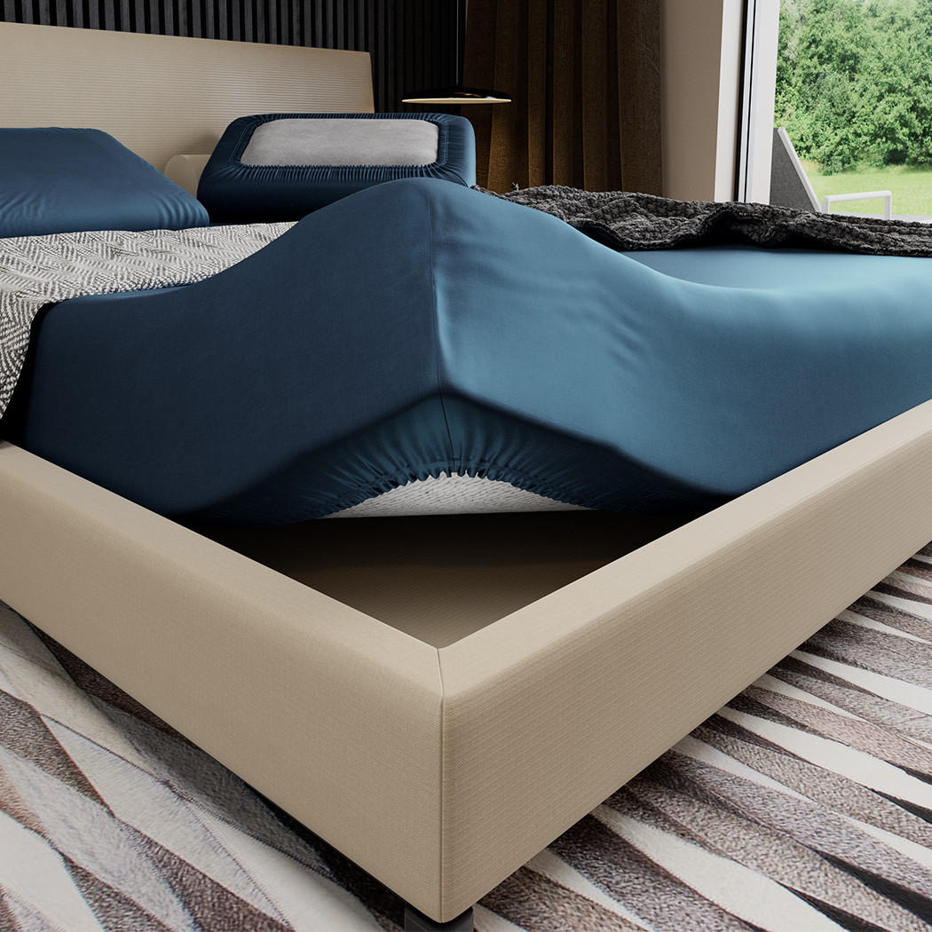 SATINBETTLAKEN aus Baumwolle mit Gummizug - Blau, Textil (120/200cm) - Mr Mattress