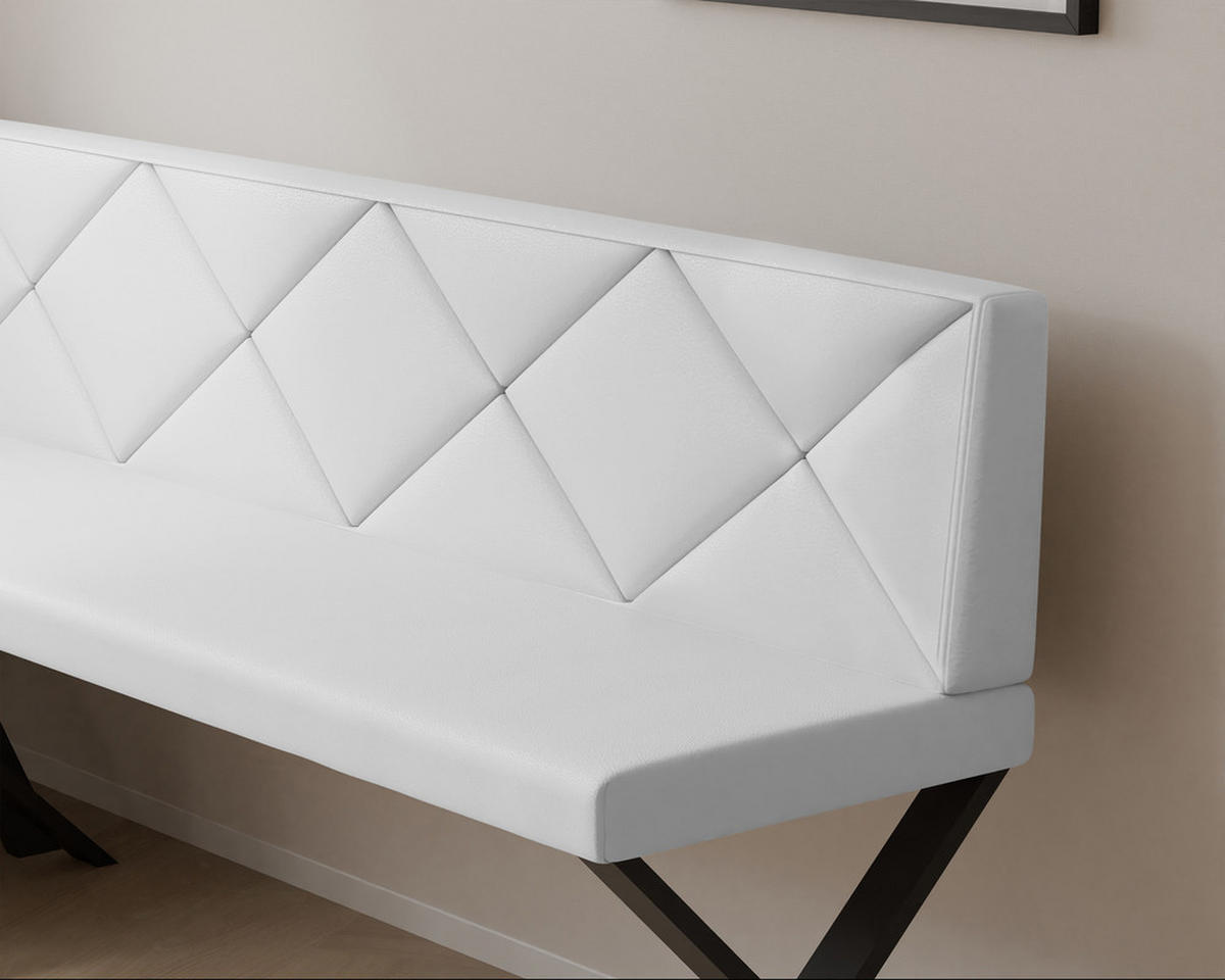 ECKBANK links VERO X Kunstleder gesteppt, 128/168 cm Weiß - Weiß, Kunststoff/Textil (128/168cm) - Idohome