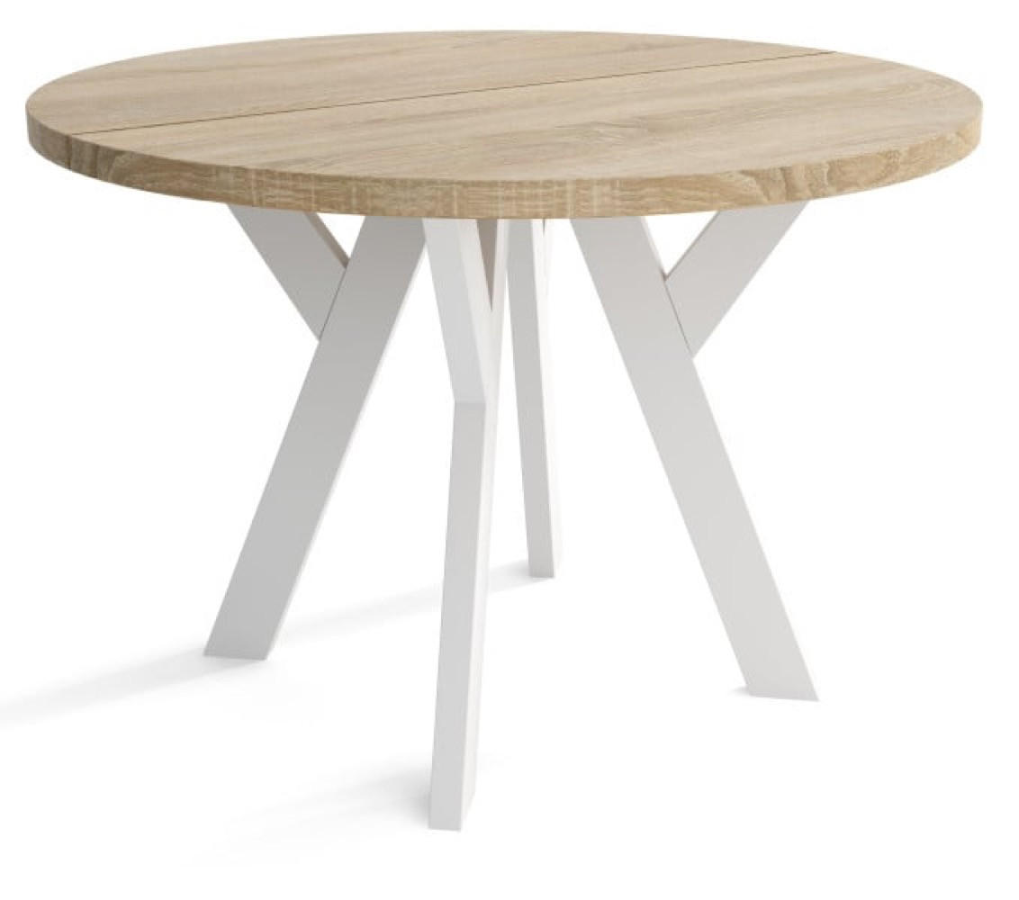 TISCH Weiß Sonoma Eiche Ausziehbar Rund 100/200 cm - Multicolor, Holzwerkstoff (200/100/75cm) - Sepro Meble