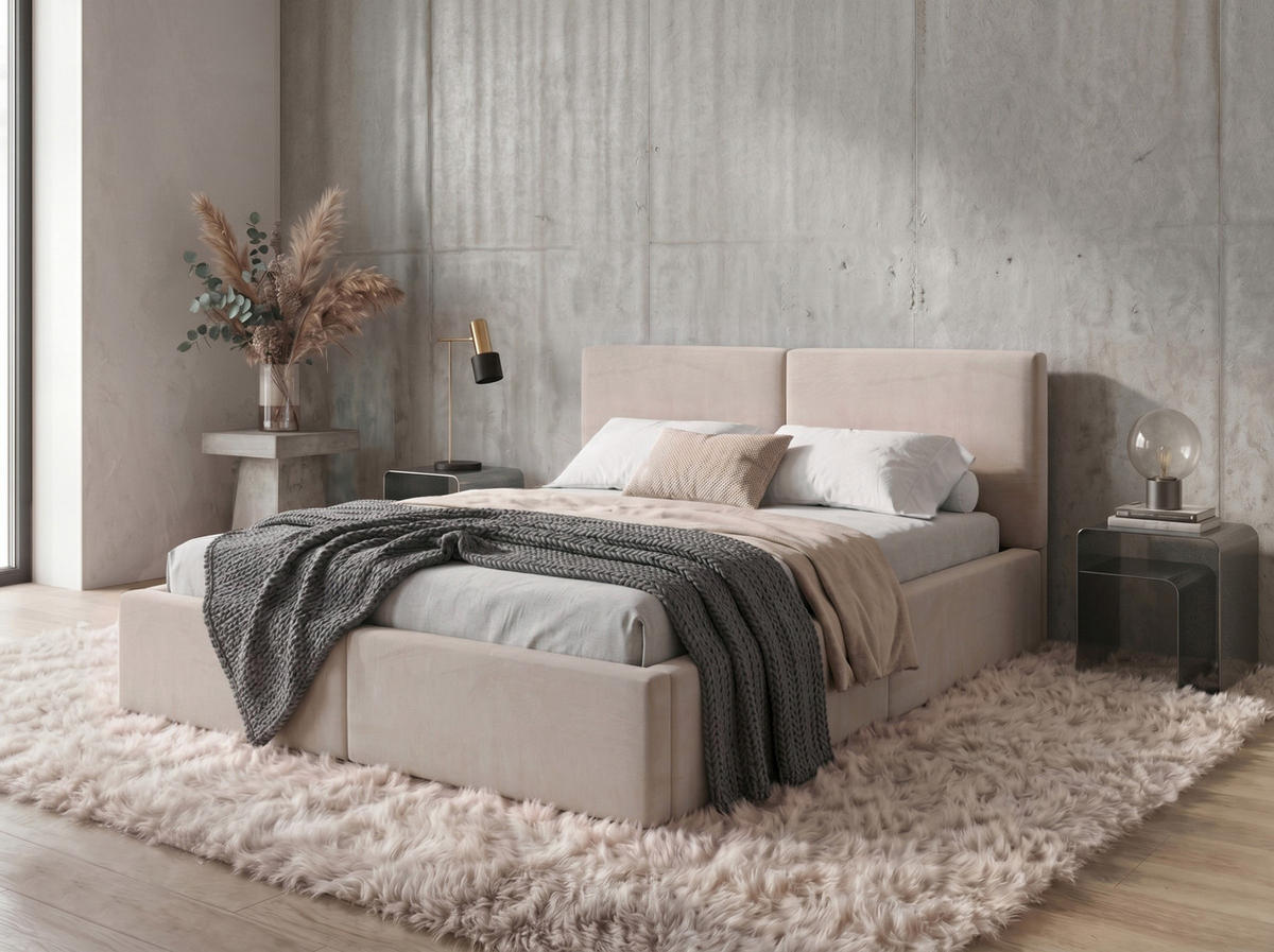POLSTERBETT 140X200 Cashmere mit Stauraum - Kaschmir, Textil (140/200cm) - Interbeds