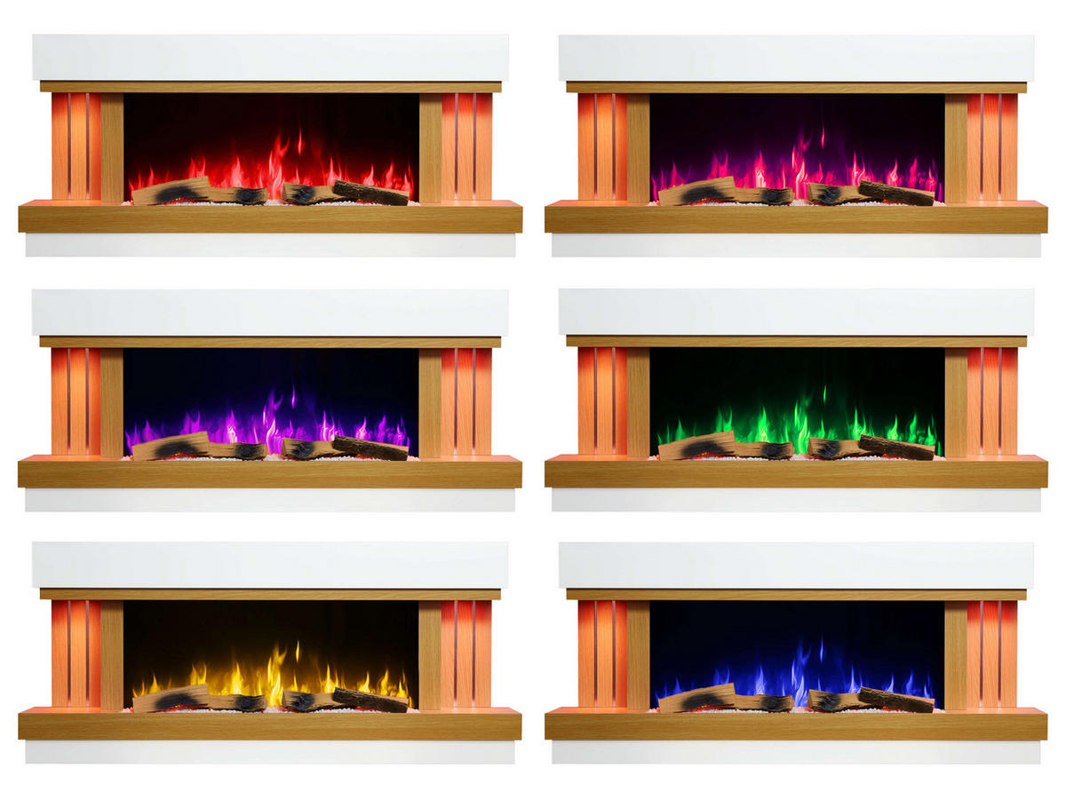 ELEKTROKAMIN Sogne AF52 – 3D-Flammeneffekt, Heizfunktion, WLAN - Weiß, Glas/Holzwerkstoff (132/58/21cm) - ArtiFlame