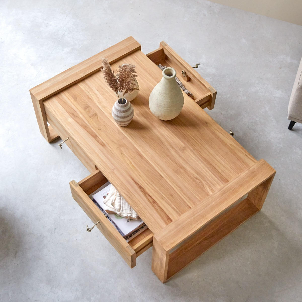 COUCHTISCH Minimalys Natur aus Teak - Naturfarben, Holz (70/120/40cm) - Tikamoon