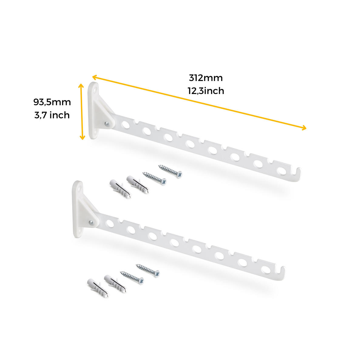 KLEIDERBÜGEL Jagmet für Kleiderschrank Jagmet, Stahl, Weiß lackiert 2er-set - Weiß, Metall (38cm) - EMUCA