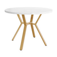ESSTISCH runder marmor-optik Ø 100 cm mit X-metallgestell - Goldfarben, Holzwerkstoff (100/100/75cm) - Urban Meuble