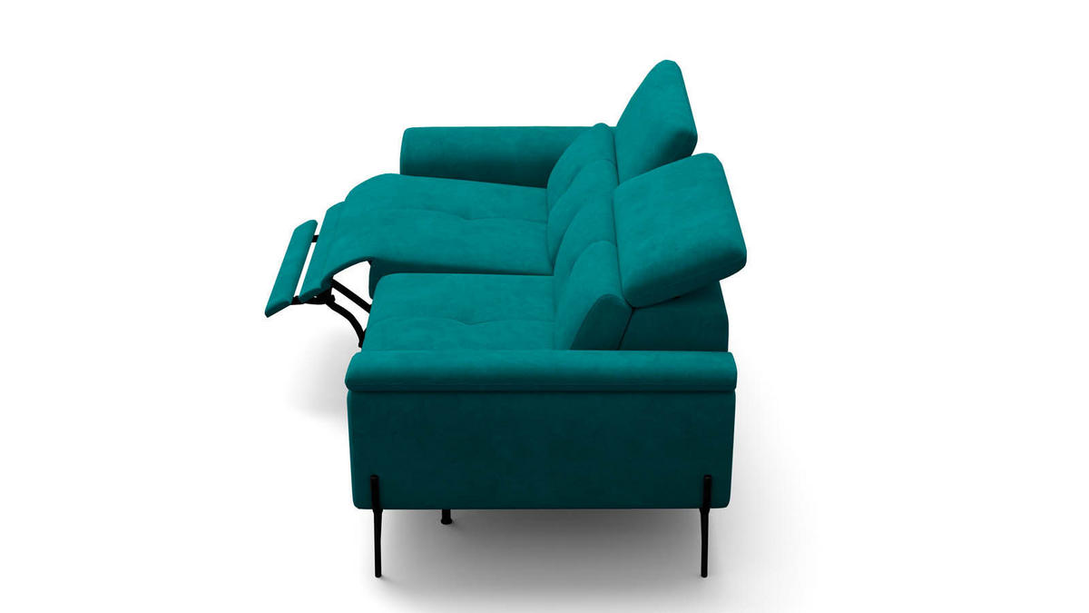 SOFA RELAX AVENA 3-Sitzer, dunkelgrüner Veloursstoff - Dunkelgrün/Schwarz, Holz/Textil (204/80/108cm) - Wozimo
