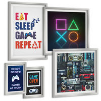 BILDER SET 5er Set - 50x50 cm & 20x30 cm & 40x60 cm Silberner Rahmen - Spieleruntertitel - Silberfarben, Kunststoff (40/60cm) - TULUP