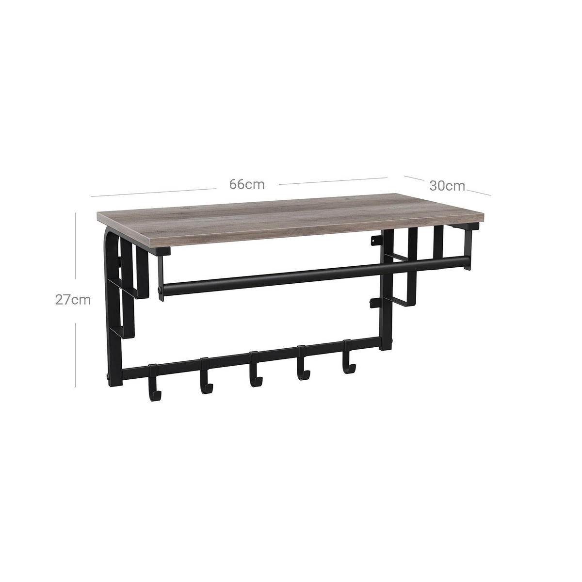 WANDGARDEROBE - Schwarz, Holzwerkstoff (30/27/66cm) - Hansiro