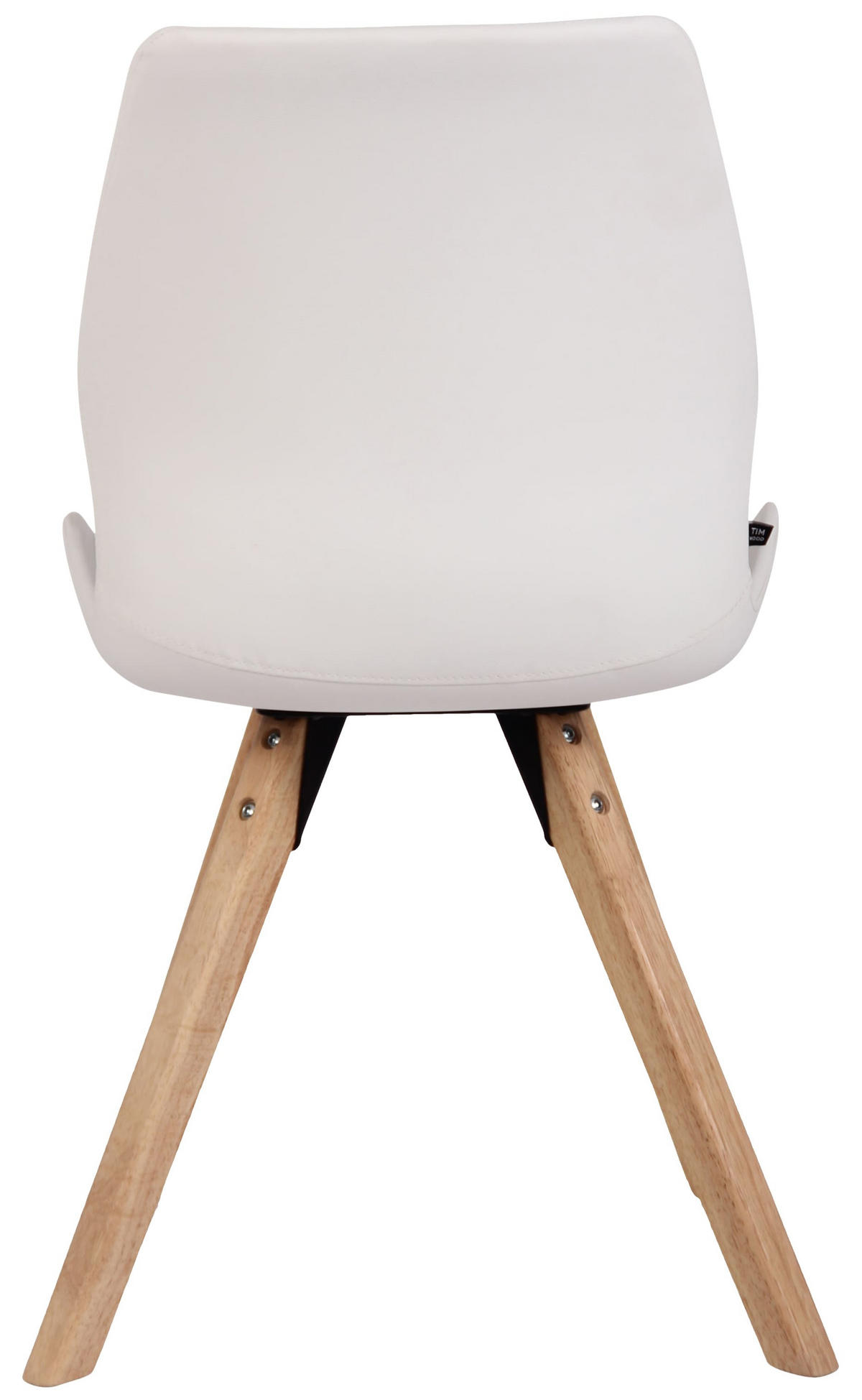STUHL Lederlook weiß - Eukalyptusholzfarben/Weiß, Holz/Textil (49/87.5/58cm) - CLP