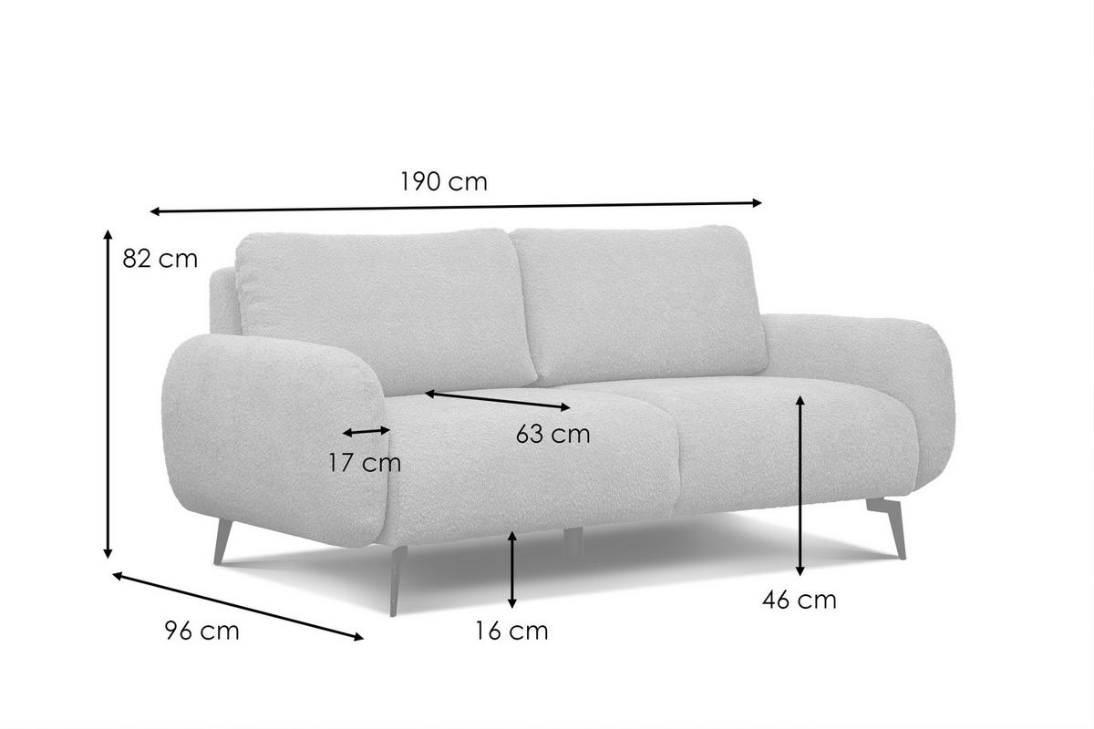 SOFA FEBE 3-Sitzer, salbeigrün - Salbeigrün/Schwarz, Holz/Textil (190/82/96cm) - Courtois Laville