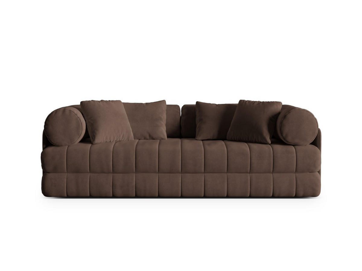 AUSKLAPPBARES-SOFA Kemi aus Samt Schokolade 3 Sitzplätze - Dunkelbraun, Textil (95/70/206cm) - Cosmopolitan Design