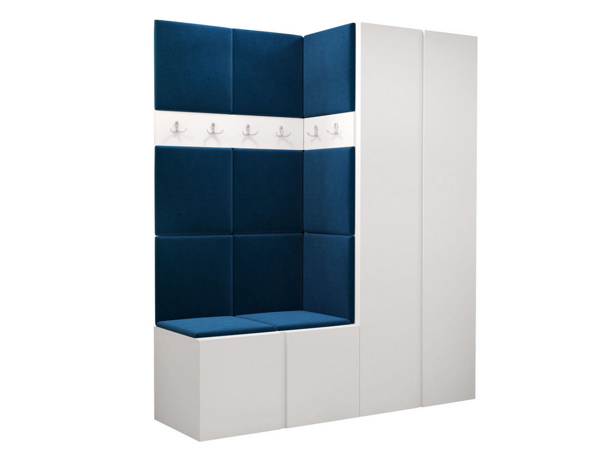 GARDEROBEN-SET Orion III - Blau/Weiß, Holzwerkstoff/Kunststoff (158/186/46cm) - MIRJAN24