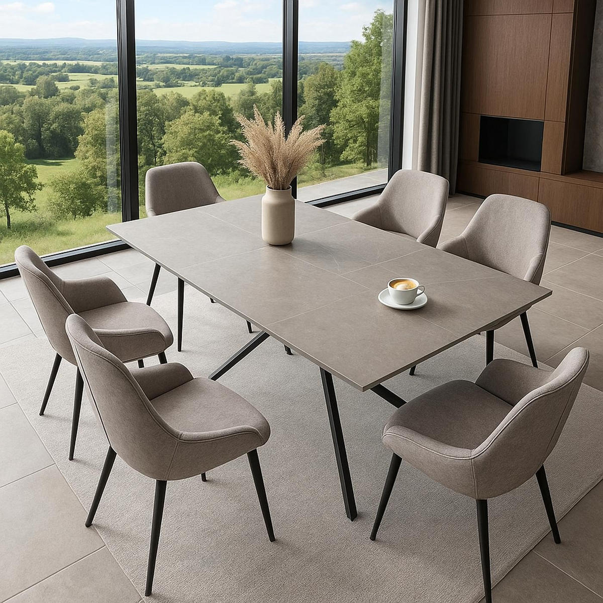 ESSZIMMERTISCH eckig Grau - Grau, Stein (90/160/76cm) - MCW