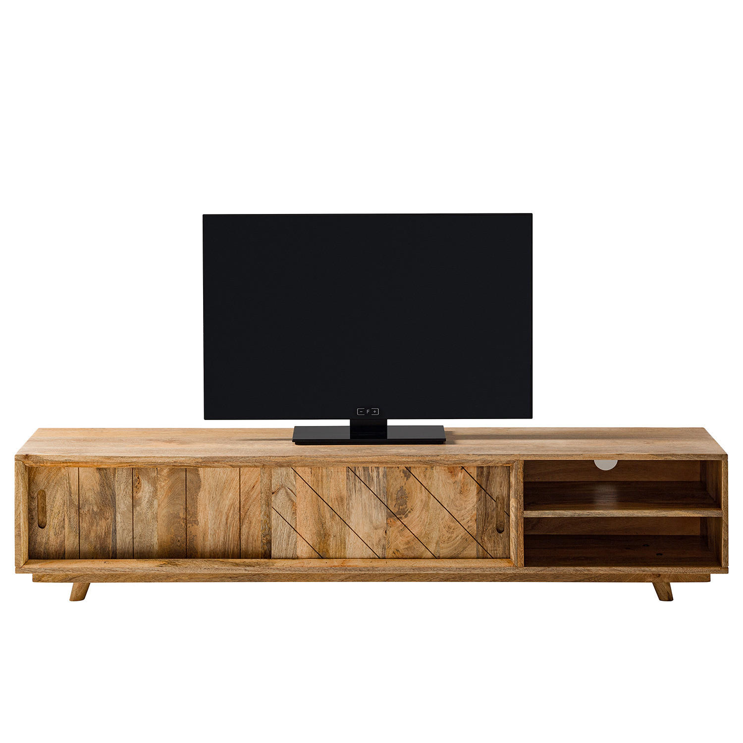 TV-LOWBOARD - Mango massiv / Wiener Geflecht - Naturfarben, Holz (180/41/40cm) - home24