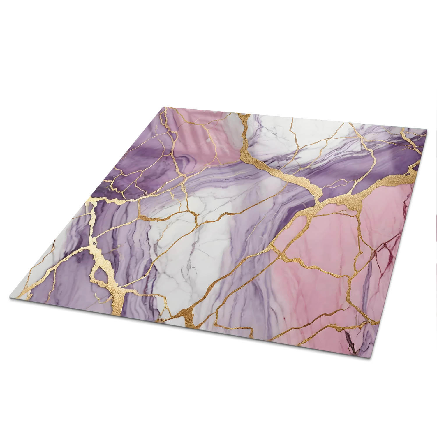 TISCHPLATTE 50x50 cm – Lila Marmor - Weiß, Glas (0.4/50/50cm) - Wallfluent