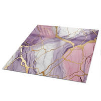 TISCHPLATTE 50x50 cm – Lila Marmor - Weiß, Glas (0.4/50/50cm) - Wallfluent