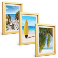 BILDER SET 3er Set - 20x30 cm Goldrahmen - Urlaubsstrände, Wellen, Palmen - Goldfarben, Kunststoff (20/30cm) - TULUP
