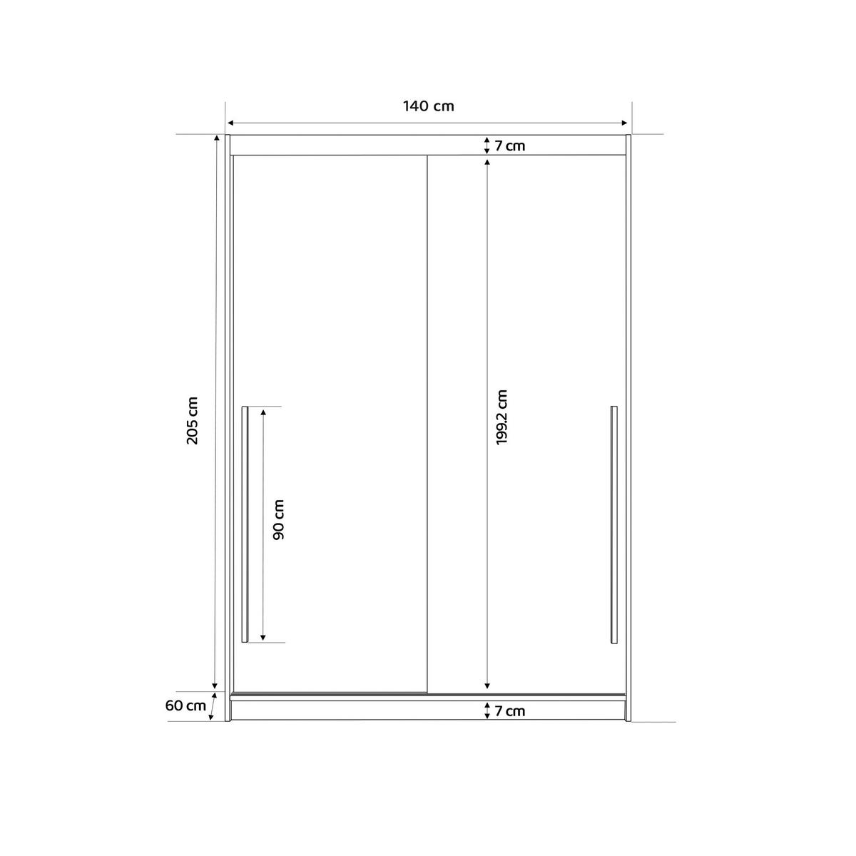 SCHIEBETÜRENSCHRANK SILENTE 140 cm mit Einlegeböden und Kleiderstange - Weiß, Holzwerkstoff (140/205/60cm) - Idohome