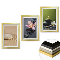 WANDBILDER 3er Set - 20x30 cm Goldrahmen - Entspannende Zen-Steinmotive - Goldfarben, Kunststoff (20/30cm) - ArtPrintCave