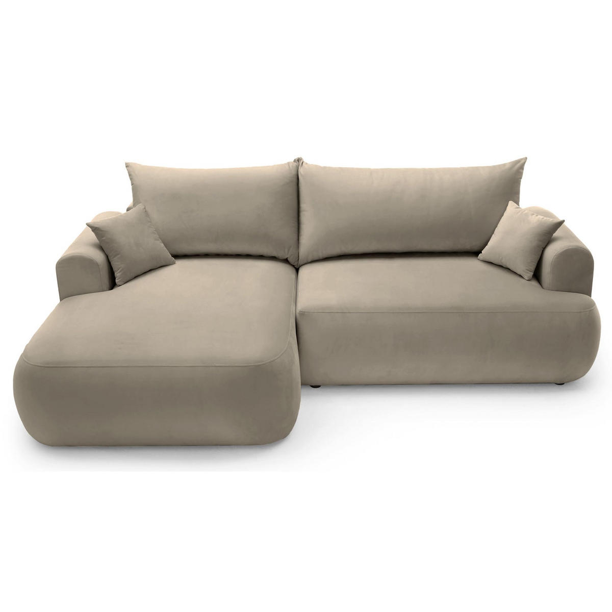 ECKSOFA Ovo Grau-Beige mit wasserabweisendem Samtbezug - Taupe/Schwarz, Kunststoff/Textil (260/165cm) - Selsey
