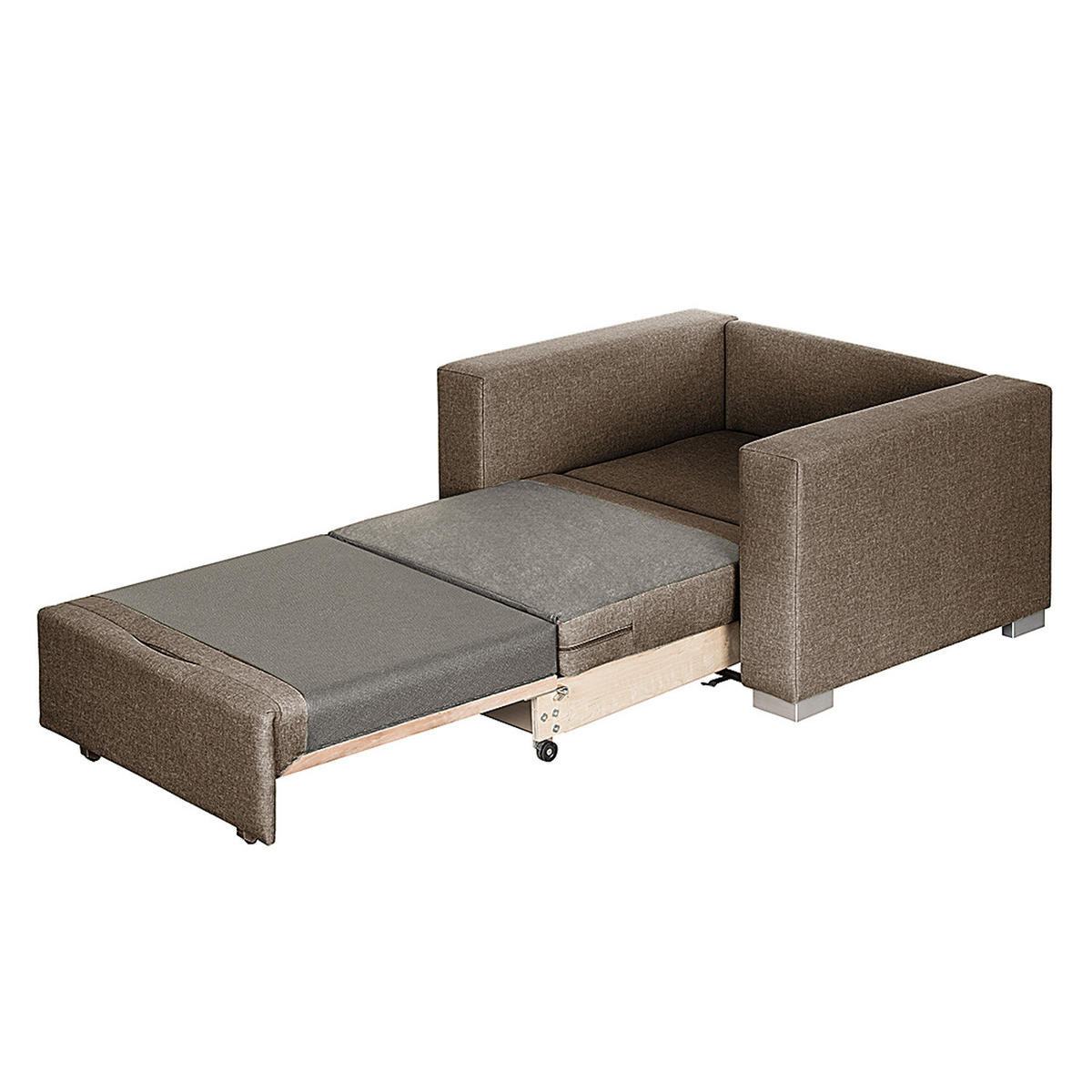 SCHLAFSESSEL - Silberfarben/Braun, Textil (110/90/90cm) - home24