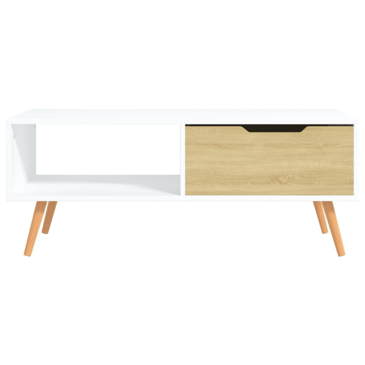 COUCHTISCH Weiß und Sonoma-Eiche 100x49,5x43 cm Holzwerkstoff - Beige, Holzwerkstoff (49.5/100/43cm) - furnicato