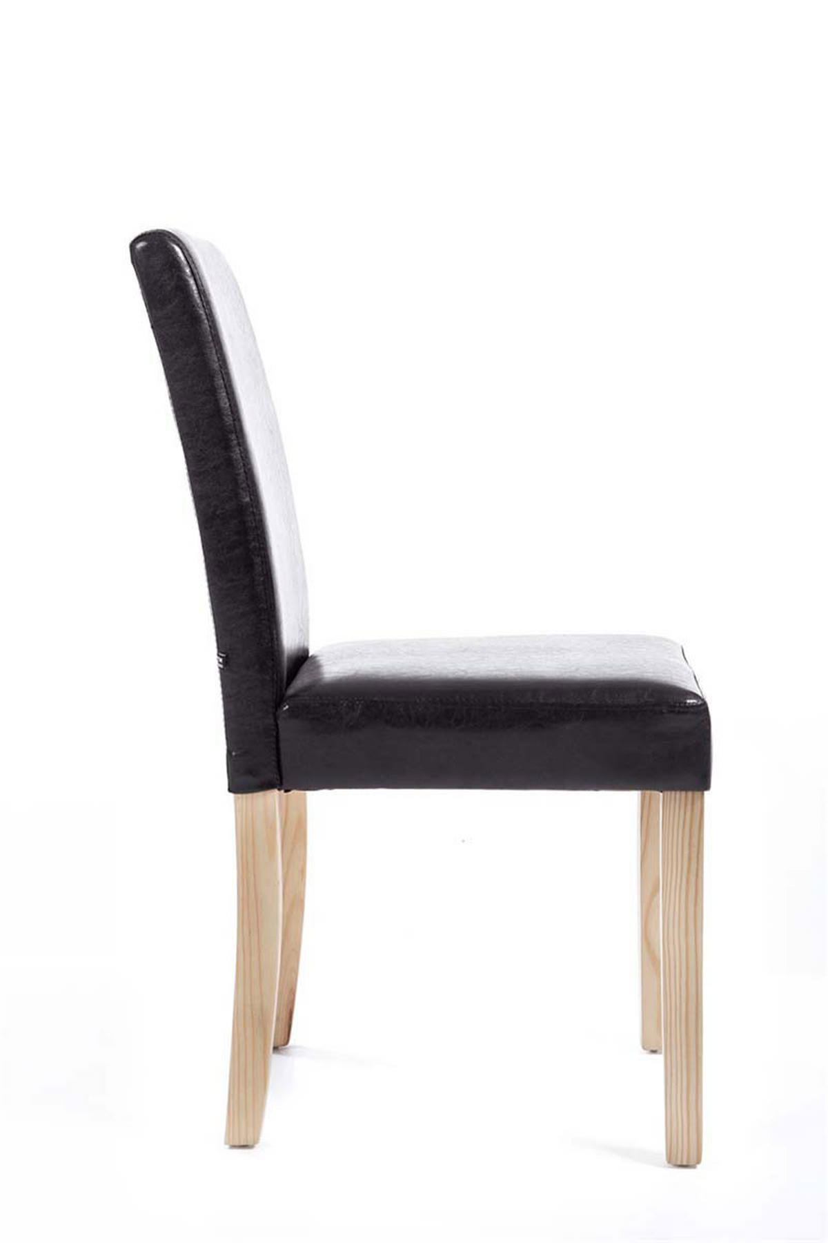 STUHL Lederlook braun - Eukalyptusholzfarben/Braun, Holz/Textil (41/91/47cm) - CLP