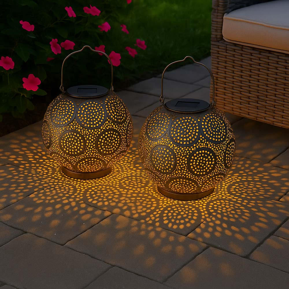 LED AUSSENLEUCHTE Metall Gold hängend oder stehend 2er Set - Goldfarben, Metall (18.5/18.5/28cm) - Globo Lighting