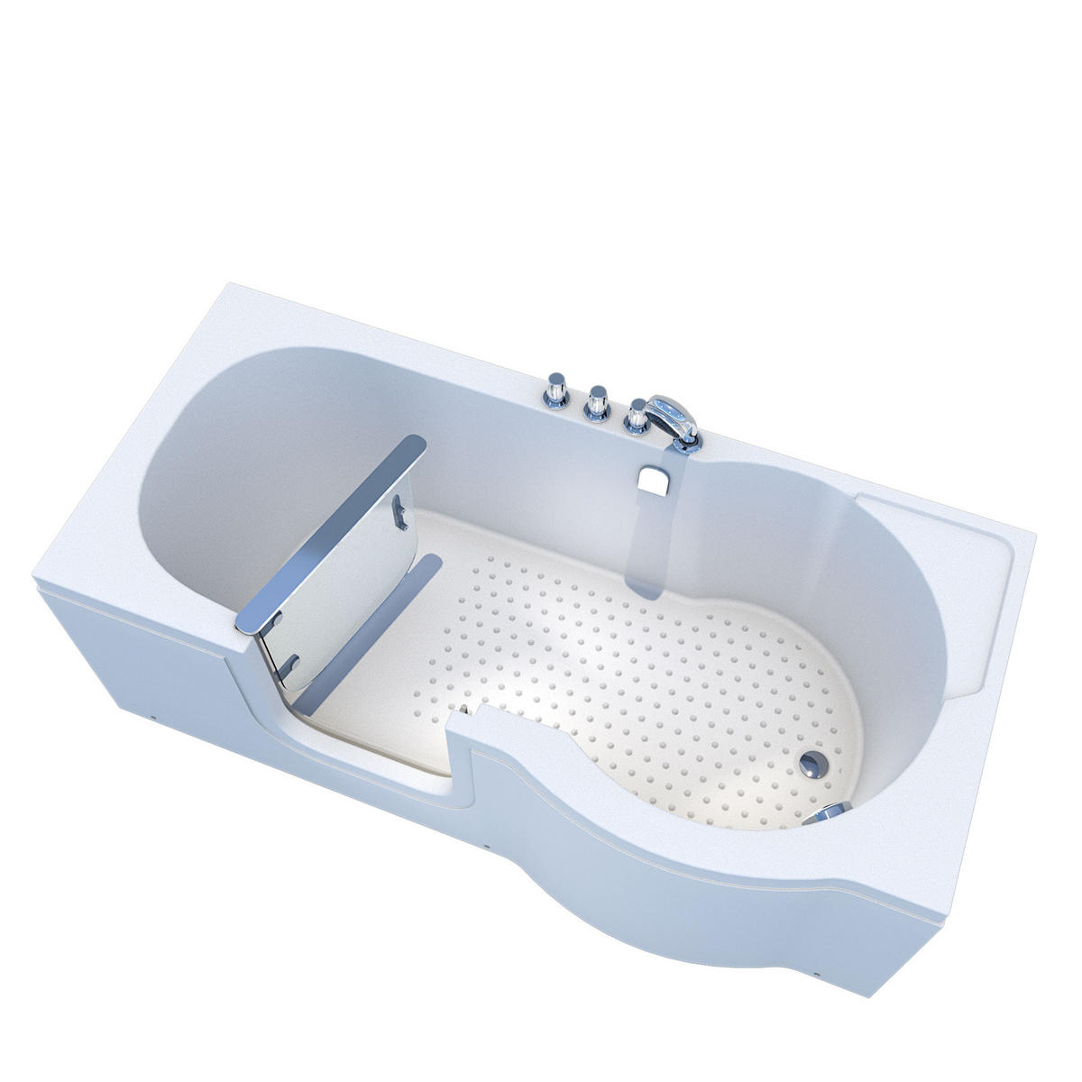 SENIORENBADEWANNE mit Tür S12-TH-L 170x85cm - Weiß, Glas/Kunststoff (85/60/170cm) - AcquaVapore by Sandra Jentho