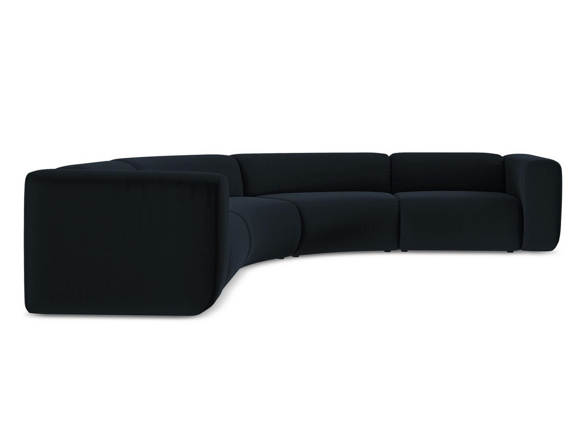 ECKSOFA Samt Stoff Blau - Blau/Schwarz, Kunststoff/Textil (318/318cm) - Makamii