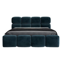 POLSTERBETT MONAKO 160x200 Blau - Blau, Textil (160/200cm) - A&J MöbelLand