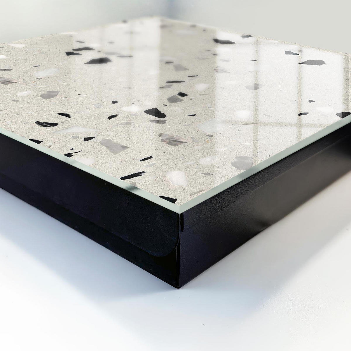 SCHLÜSSELBOX Schwarz 30x30 cm- Türöffnung nach rechts - Graues Muster - Grau, Metall (30/30/5cm) - TULUP