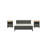 SCHLAFZIMMER-SET Evora grün / eiche lefkas 3-teilig - Braun/Grün, Holz/Holzwerkstoff (160/200cm) - Feldmann-Wohnen