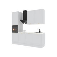 KÜCHENZEILE 240 cm Livaro – KU-S32 – Weiß / Weiß Rahmen - Weiß, Holzwerkstoff (240/247/60cm) - hi-markt