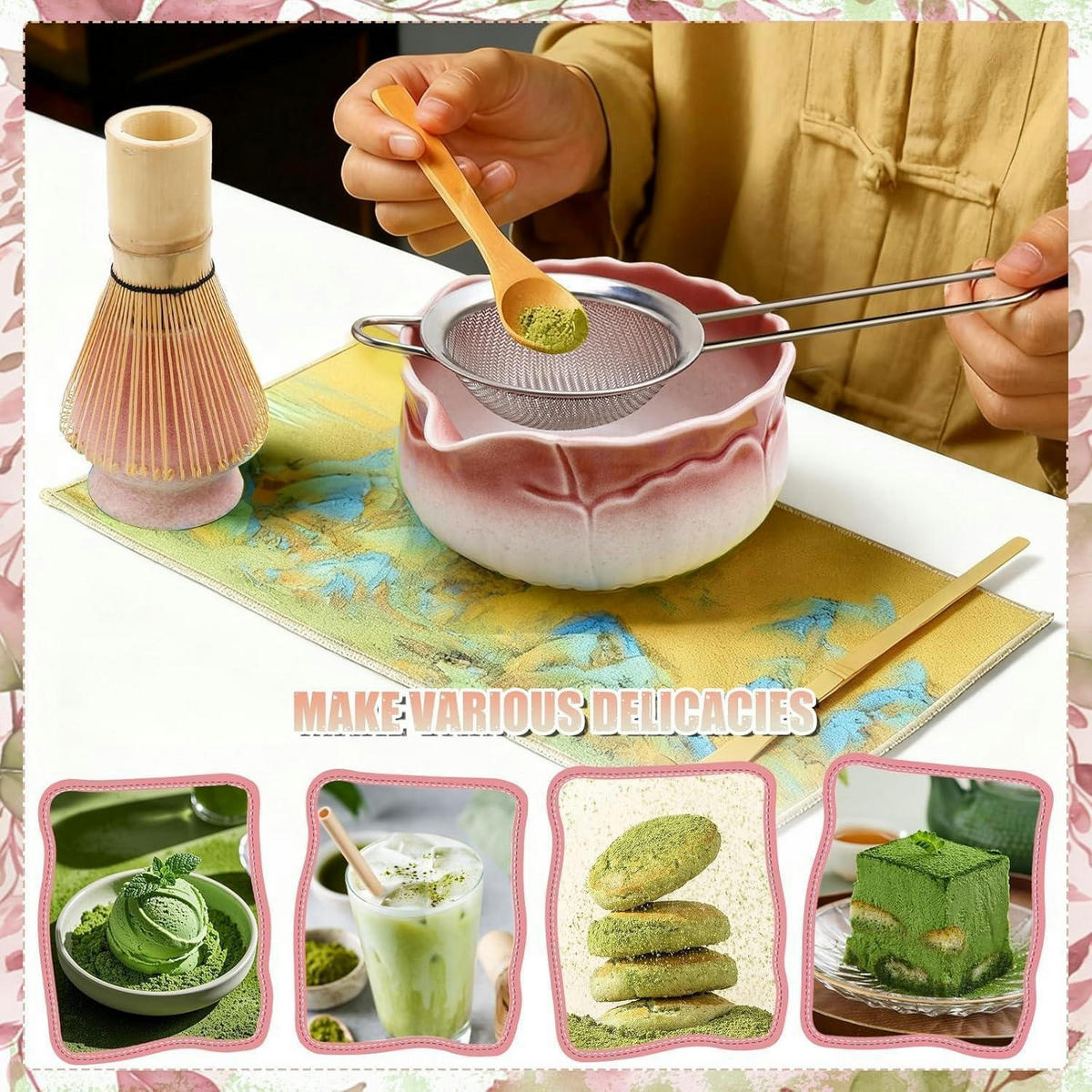MATCHA Set 8-teiliges Set Keramik Bambus - Rot, Keramik (16.5/1/30.5cm)