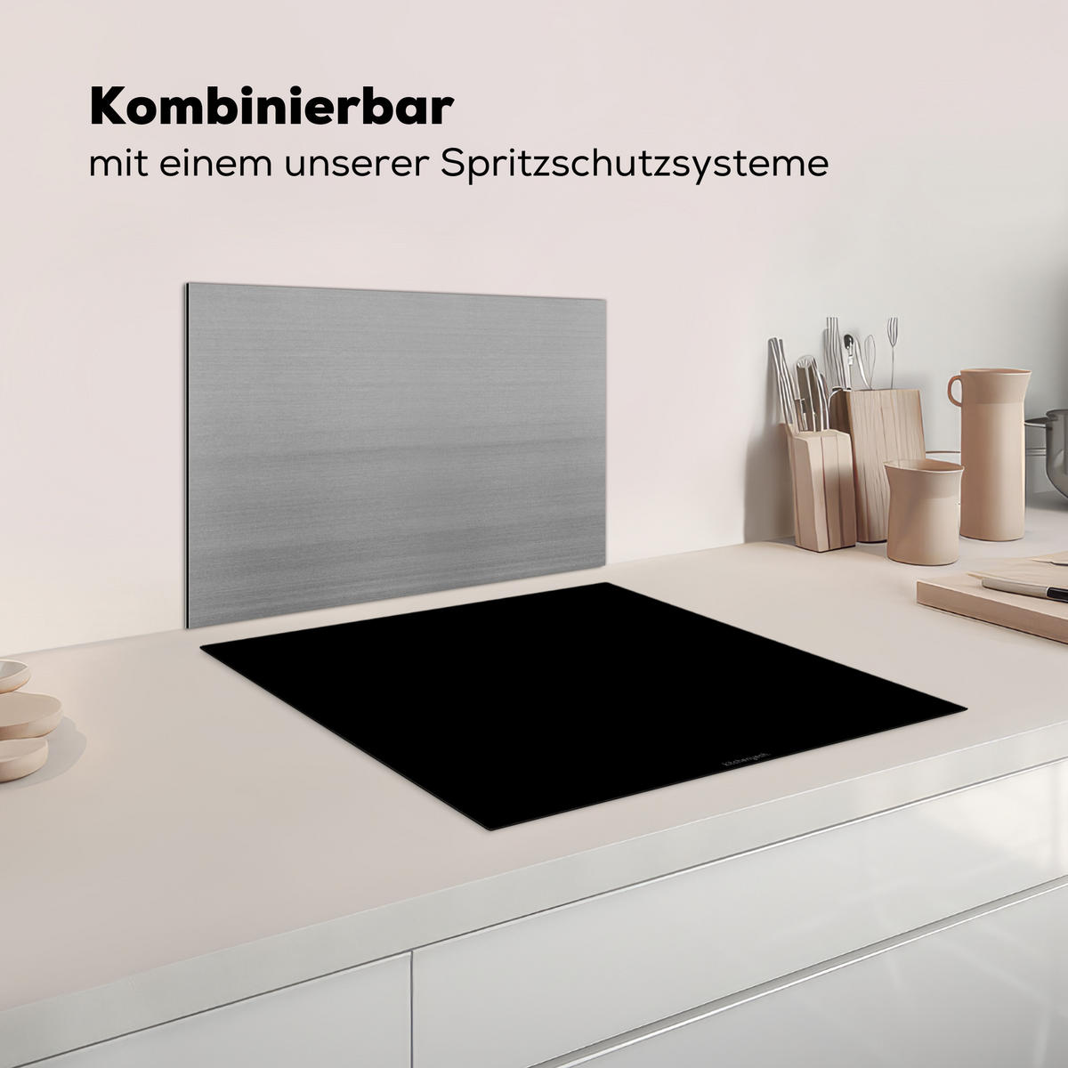 HERDABDECKPLATTE Schwarz Abdeckung Ceranfeld 58.3x51.3 cm - Schwarz, Kunststoff (58.3/51.3/0.2cm) - MuchoWow