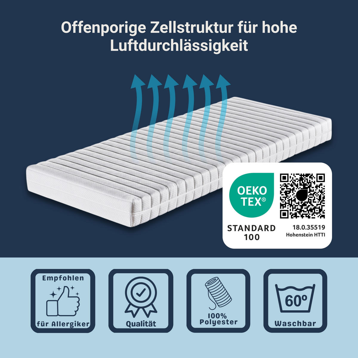 MATRATZE Dream-Spezial, Sondermaße für Camping und Spezialanwendungen, Größe: 65x185 - Weiß, Textil (65/185cm) - Betten-ABC