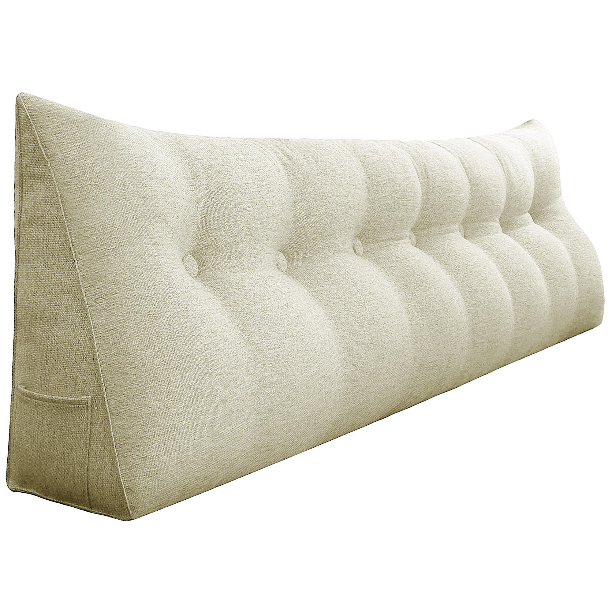 RÜCKENKISSEN für Bett Leinenlook Weiß 200 cm - Weiß, Textil (50/200cm) - Vercart