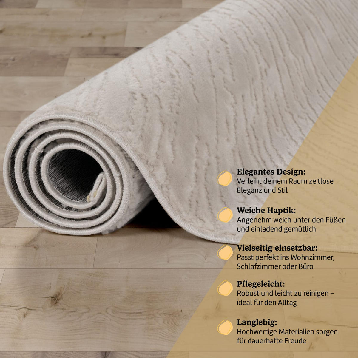 KURZFLORTEPPICH, einfarbig, aus Polypropylen, Florhöhe 9 mm, Creme, 80 x 150 cm - Creme, Textil (80/150cm) - KADIMA DESIGN