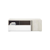 TV-ELEMENT REMI 12 120 cm breit in Eichenweiß / Weiß Matt / Anthrazit - Eichefarben/Anthrazit, Holzwerkstoff (120/40/53cm) - Deine Möbel 24