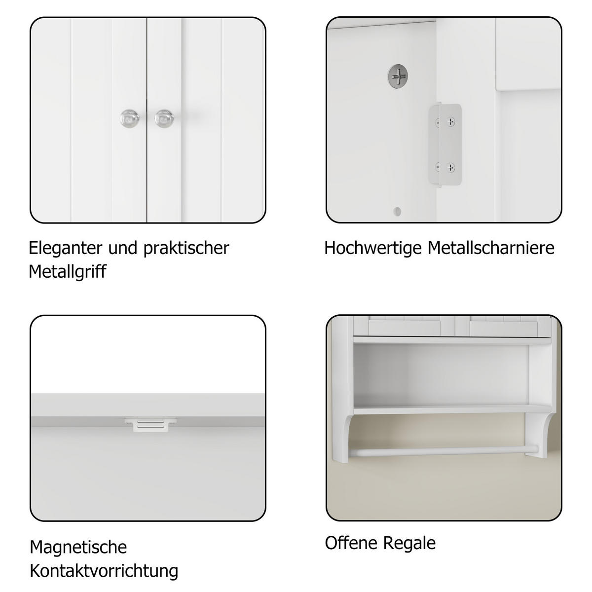 WANDSCHRANK Badezimmerschrank 56.8x19x70cm in Weiß mit verstellbaren Regalen - Weiß, Holzwerkstoff (56.8/70/19cm) - Modfu